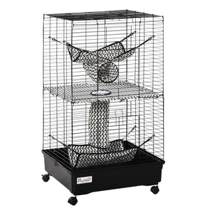 English Elm 42" Multi-level Wire Ferret Enclosure with Hammocks Tunnels and Locking Wheel Base W2225141115