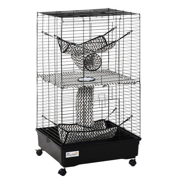 English Elm 42" Multi-level Wire Ferret Enclosure with Hammocks Tunnels and Locking Wheel Base W2225141115