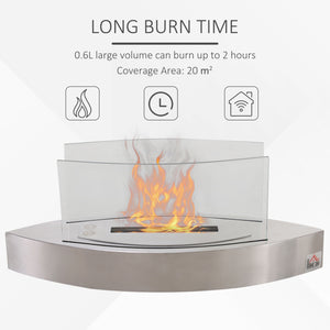 English Elm Ethanol Stainless Steel Tabletop Fireplace 23.5" — Cozy 215 sq ft Heat, 0.15 Gal, 2hr Burn, Silver W2225141202