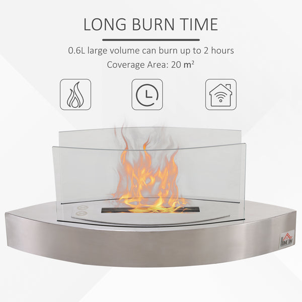 English Elm Ethanol Stainless Steel Tabletop Fireplace 23.5" — Cozy 215 sq ft Heat, 0.15 Gal, 2hr Burn, Silver W2225141202