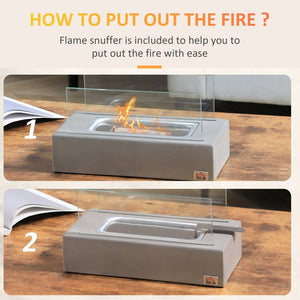 English Elm Tabletop Concrete Fireplace - 13" Indoor/Outdoor Bioethanol Fire Pit For Cozy Ambience & Style W2225141041-GIGA