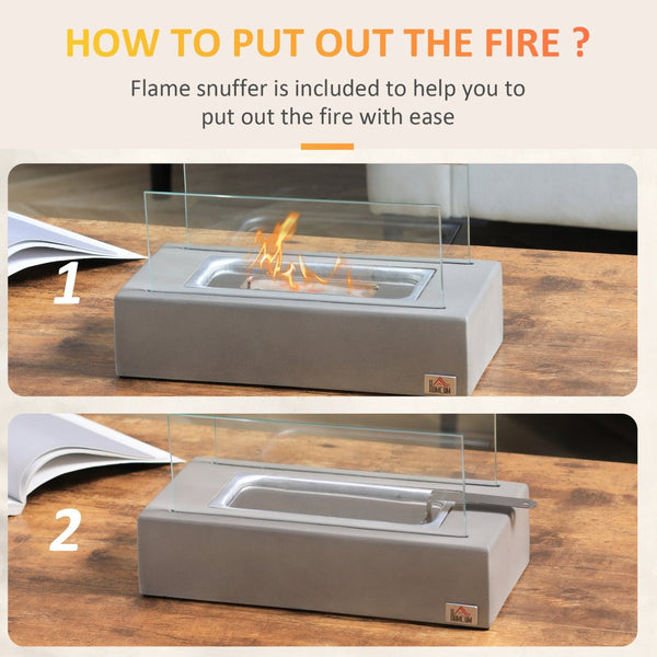 English Elm Tabletop Concrete Fireplace - 13" Indoor/Outdoor Bioethanol Fire Pit For Cozy Ambience & Style W2225141041-GIGA