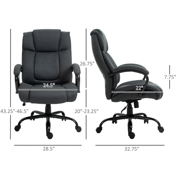 English Elm High Back Big And Tall Executive Office Chair For 485 Lbs - Wide Seat, Adjustable, Swivel Wheels, Grey W2225141057