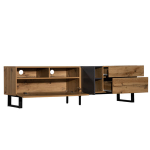 English Elm Modern TV Stand 42" Console for Large TVs, Sturdy 110lb Capacity, Double Storage & Drop Door Design Wood WF303474AAQ
