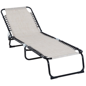 English Elm Folding Chaise Lounge Chair - 4-Position Reclining, Breathable Mesh, Portable For Poolside And Patio W2225141075