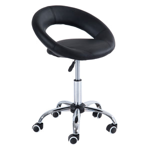 English Elm Crescent Adjustable Rolling Salon Stool – Breathable Open Back, Foam Seat, 360° Swivel, 5 Casters, Black W2225141195