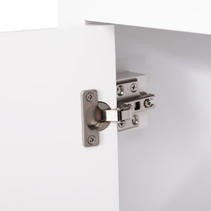 English Elm 69'' Freestanding Storage Cabinet - 69'' white linen tower with 3-tier shelves, double-door cabinet, anti-tip design, versatile home organizer W2225141198