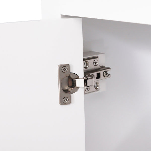 English Elm 69'' Freestanding Storage Cabinet - 69'' white linen tower with 3-tier shelves, double-door cabinet, anti-tip design, versatile home organizer W2225141198