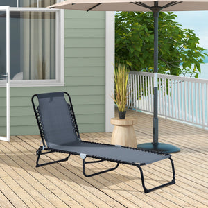 English Elm Folding Chaise Lounge Pool Chair - 4-Position Recline, Breathable Mesh, Portable Outdoor Comfort W2225141076