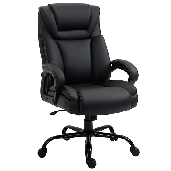 English Elm Big Big and Tall 400lbs Executive Office Chair with Wide Seat, High-Back PU Comfort and Ergonomic Support Black W2225141056