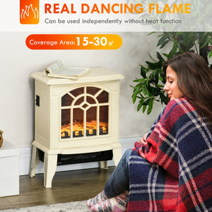 English Elm HOMCOM 18" Electric Fireplace Stove with Realistic LED Flames, 750/1500W Heat, Tip-Over Safe Cozy Ambience W2225141201