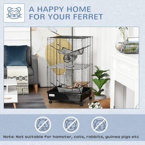 English Elm 42" Multi-level Wire Ferret Enclosure with Hammocks Tunnels and Locking Wheel Base W2225141115