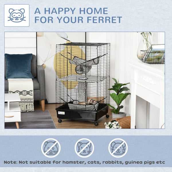 English Elm 42" Multi-level Wire Ferret Enclosure with Hammocks Tunnels and Locking Wheel Base W2225141115