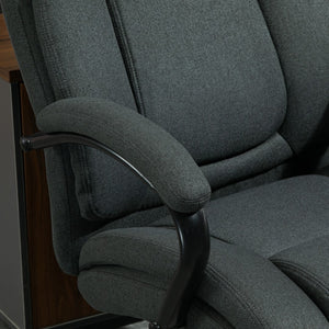 English Elm High Back Big and Tall Executive Office Chair 484Lbs With Wide Seat, Computer Desk Chair With Linen Fabric, Adjustable Height, Swivel Wheels, Charcoal Grey