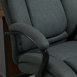 Big & Tall Executive Office Chair 484Lbs, Wide Seat, Linen Fabric, Adjustable Height, Swivel Wheels - Charcoal Grey