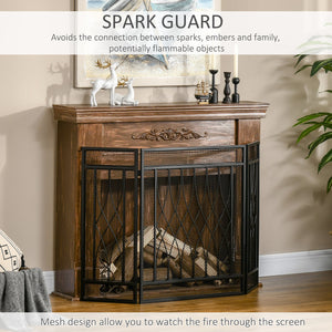 English Elm 3-Panel Folding Fireplace Screen with Heavy-Duty Metal Mesh Spark Guard, Rust-Resistant Black 49.5" W2225141038