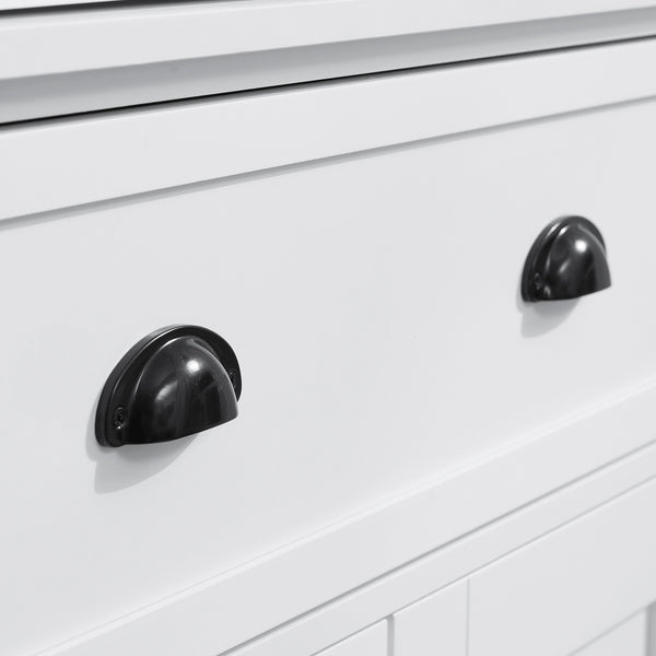 English Elm 72" Freestanding Kitchen Pantry Cabinet with 6-Tier Shelves, 2 Doors, 2 Drawers, Adjustable Shelving, White Elegance W2225S00013