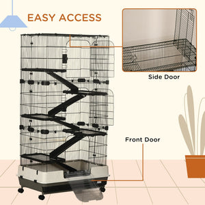 English Elm Small Animal Cage Six Tier Metal Wire Enclosure with Wheels Ramps and Multi Level Platforms W2225141092