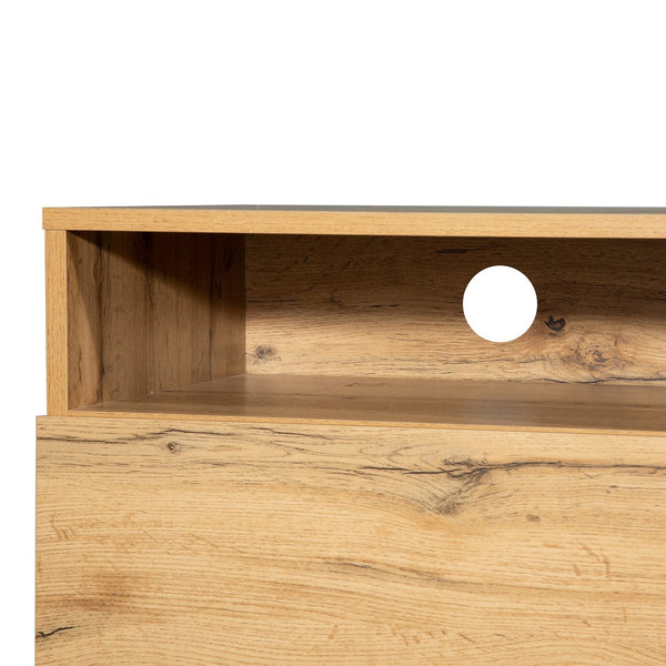 English Elm Modern TV Stand 42" Console for Large TVs, Sturdy 110lb Capacity, Double Storage & Drop Door Design Wood WF303474AAQ