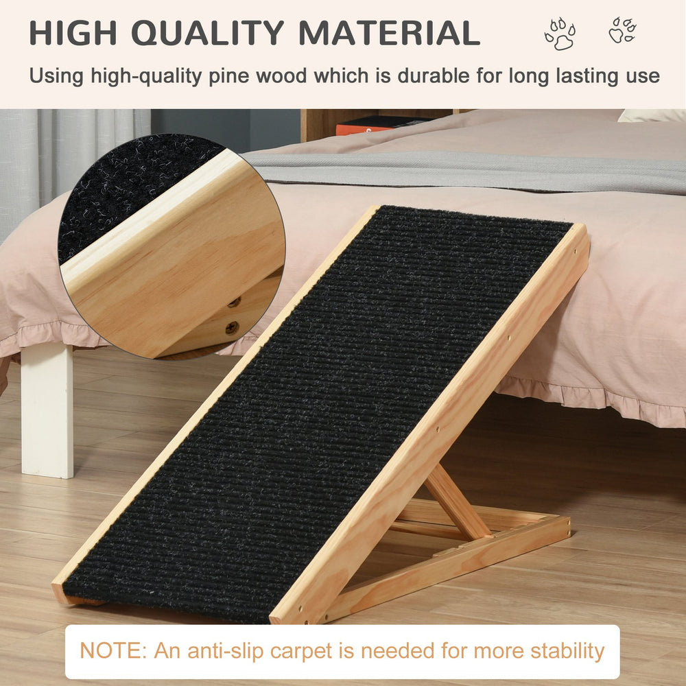 English Elm Elevated Pine Pet Ramp Foldable & Height Adjustable for Dogs Cats Rabbits | Anti-Slip, Portable W2225141113