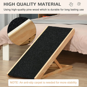 English Elm Elevated Pine Pet Ramp Foldable & Height Adjustable for Dogs Cats Rabbits | Anti-Slip, Portable W2225141113