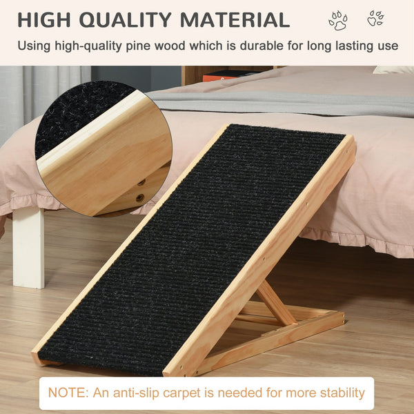 English Elm Elevated Pine Pet Ramp Foldable & Height Adjustable for Dogs Cats Rabbits | Anti-Slip, Portable W2225141113