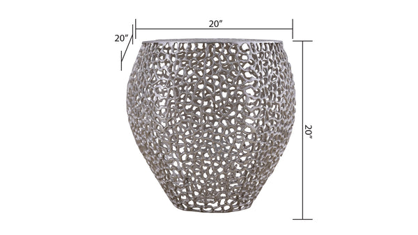 English Elm ET3403-18 Modern Aluminum Casting Side Table for Contemporary Living Rooms — Durable, Chic Accent Piece Silver G150108422