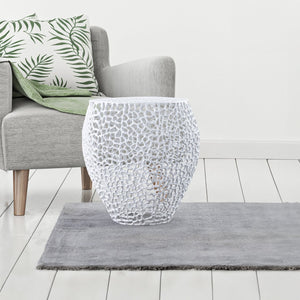 English Elm ET3403-18 Modern Aluminum Casting Side Table for Contemporary Living Rooms — Durable, Chic Accent Piece White G150108423