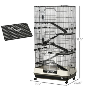 English Elm Small Animal Cage Six Tier Metal Wire Enclosure with Wheels Ramps and Multi Level Platforms W2225141092