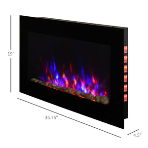 English Elm 36" 1500W Electric Wall Fireplace - Realistic Flame Effect, 7-Color Back & Side Lights, Safe Overheat Protection, 750/1500W Heat Adjustable W2225141037