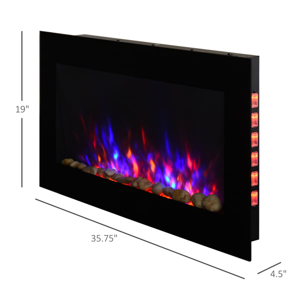 English Elm 36" 1500W Electric Wall Fireplace - Realistic Flame Effect, 7-Color Back & Side Lights, Safe Overheat Protection, 750/1500W Heat Adjustable W2225141037