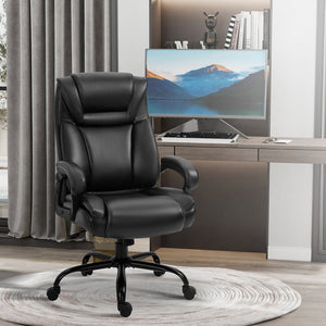 English Elm Big Big and Tall 400lbs Executive Office Chair with Wide Seat, High-Back PU Comfort and Ergonomic Support Black W2225141056