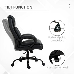 English Elm Big Big and Tall 400lbs Executive Office Chair with Wide Seat, High-Back PU Comfort and Ergonomic Support Black W2225141056