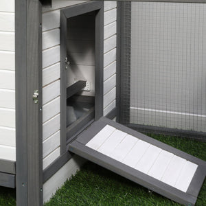 English Elm 77" Fir Wood Outdoor Chicken Coop with Nesting Box Ramp Run and Slide Out Tray W2225141104