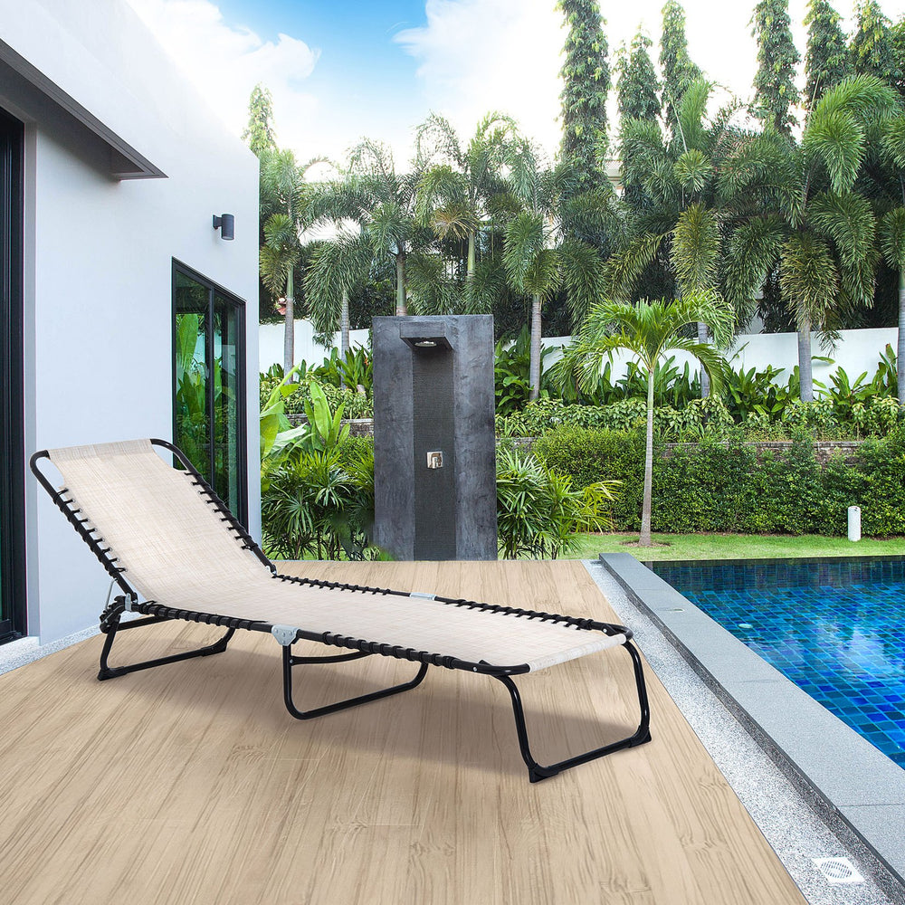 English Elm Folding Chaise Lounge Chair - 4-Position Reclining, Breathable Mesh, Portable For Poolside And Patio W2225141075