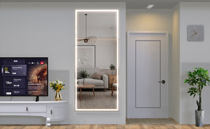 English Elm Extra Oversized LED Bathroom Mirror 84x36 with Aluminum Frame, 3-Color Dimmable Lighting, Versatile Mounting W708131919