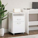 English Elm Mobile Storage Cabinet Organizer With Drawer and Cabinet, Printer Stand With Castors, White