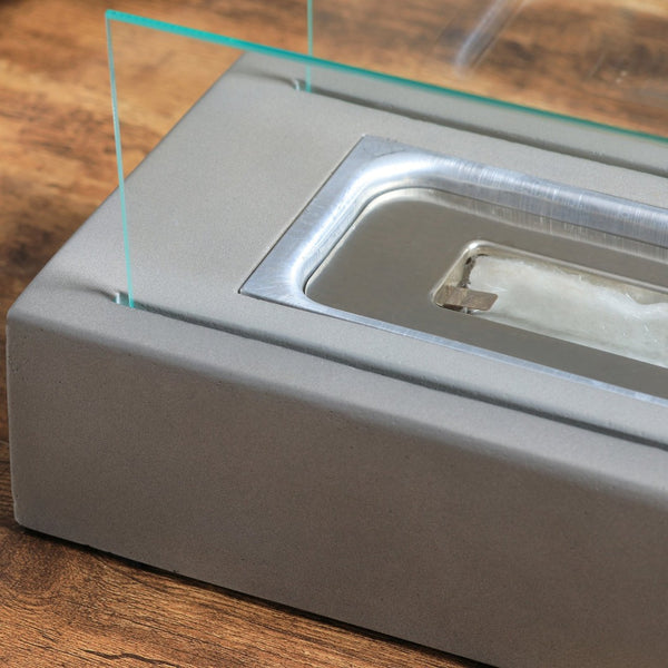 English Elm Tabletop Concrete Fireplace - 13" Indoor/Outdoor Bioethanol Fire Pit For Cozy Ambience & Style W2225141041-GIGA