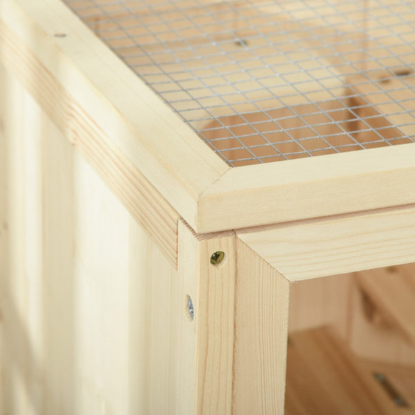 English Elm 3-tier Fir Wood Small Animal Hutch with Plexiglass Windows Five Platforms Ventilated Top W2225141114