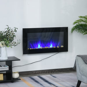 English Elm 36" 1500W Electric Wall Fireplace - Realistic Flame Effect, 7-Color Back & Side Lights, Safe Overheat Protection, 750/1500W Heat Adjustable W2225141037