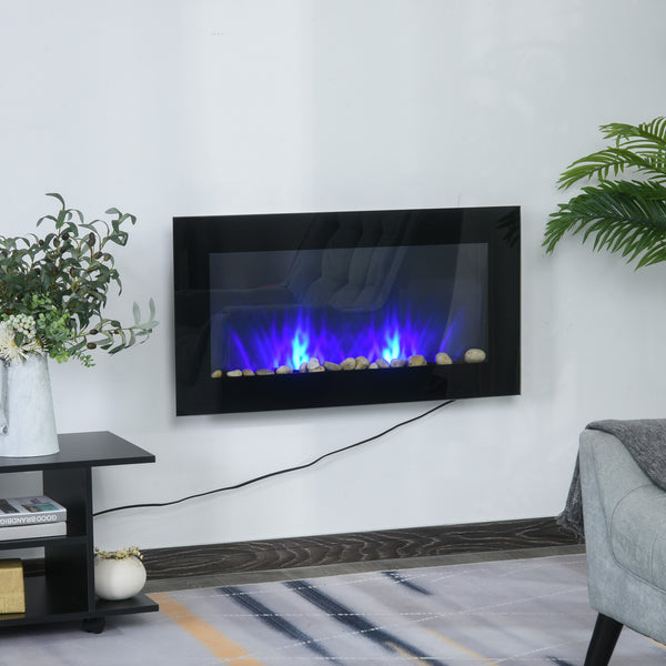 English Elm 36" 1500W Electric Wall Fireplace - Realistic Flame Effect, 7-Color Back & Side Lights, Safe Overheat Protection, 750/1500W Heat Adjustable W2225141037