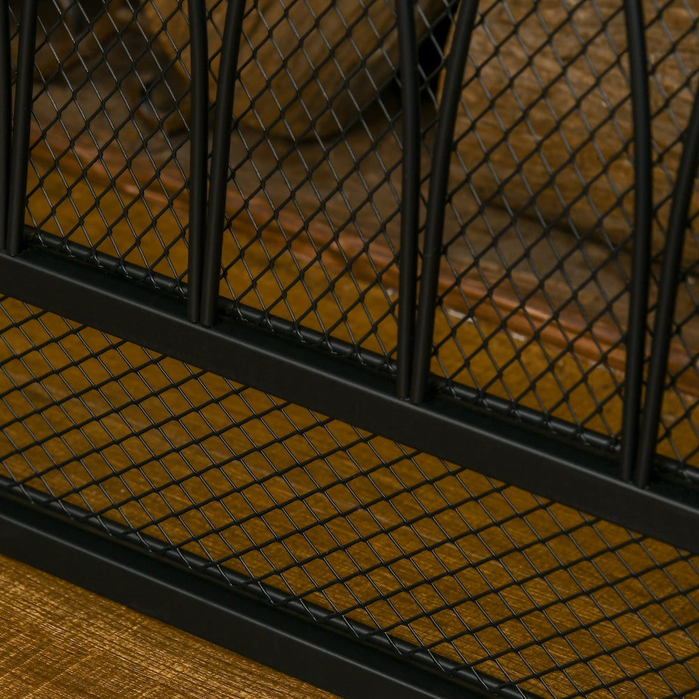 English Elm 3-Panel Folding Fireplace Screen with Heavy-Duty Metal Mesh Spark Guard, Rust-Resistant Black 49.5" W2225141038