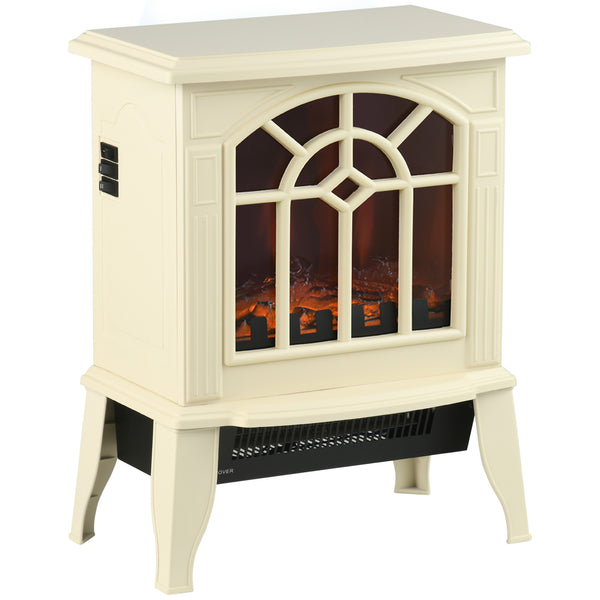 English Elm HOMCOM 18" Electric Fireplace Stove with Realistic LED Flames, 750/1500W Heat, Tip-Over Safe Cozy Ambience W2225141201