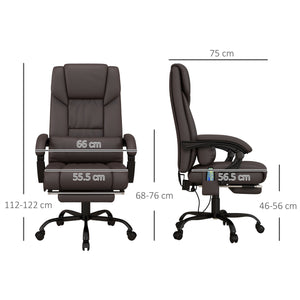 English Elm High Back Massage Office Chair With 6-Point Vibration, Reclining Footrest & Lumbar Heat, Brown W2225141055