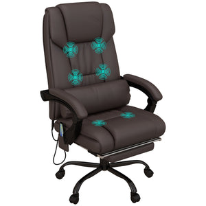 English Elm High Back Massage Office Chair With 6-Point Vibration, Reclining Footrest & Lumbar Heat, Brown W2225141055