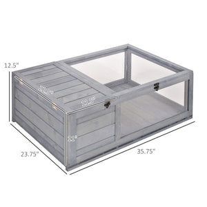 English Elm Wooden Fir Reptile Habitat Dual Zone Enclosure with Lockable Doors for Tortoises W2225141093