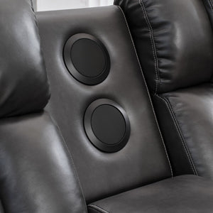 English Elm Ms Five Seat Power Reclining Sectional Faux Leather with Led Bluetooth Usb Charging Grey W1805S00185