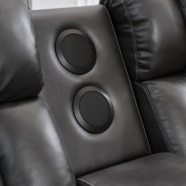 English Elm Ms Five Seat Power Reclining Sectional Faux Leather with Led Bluetooth Usb Charging Grey W1805S00185