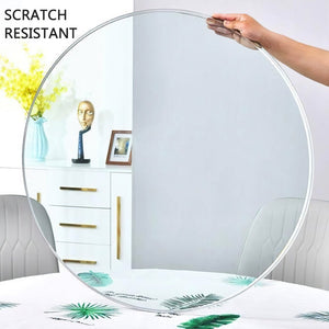 English Elm Size:39.96 Round Tempered Glass Table Top Polished Edges Clear Dining Surface W115171424