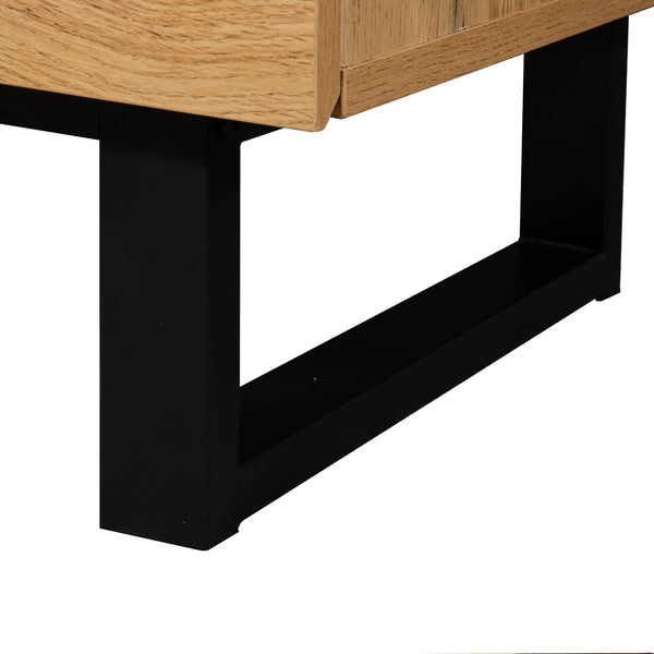 English Elm Modern TV Stand 42" Console for Large TVs, Sturdy 110lb Capacity, Double Storage & Drop Door Design Wood WF303474AAQ